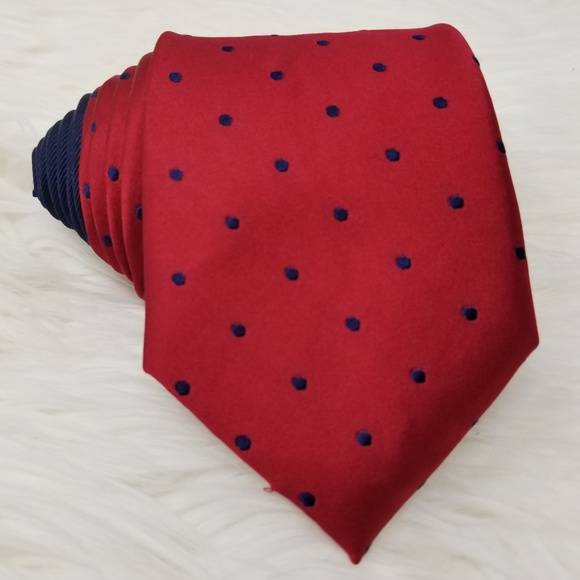Tommy Hilfiger Other - Tommy Hilfiger Navy Blue & Red Polka Dot Silk Neck Tie Classic Career